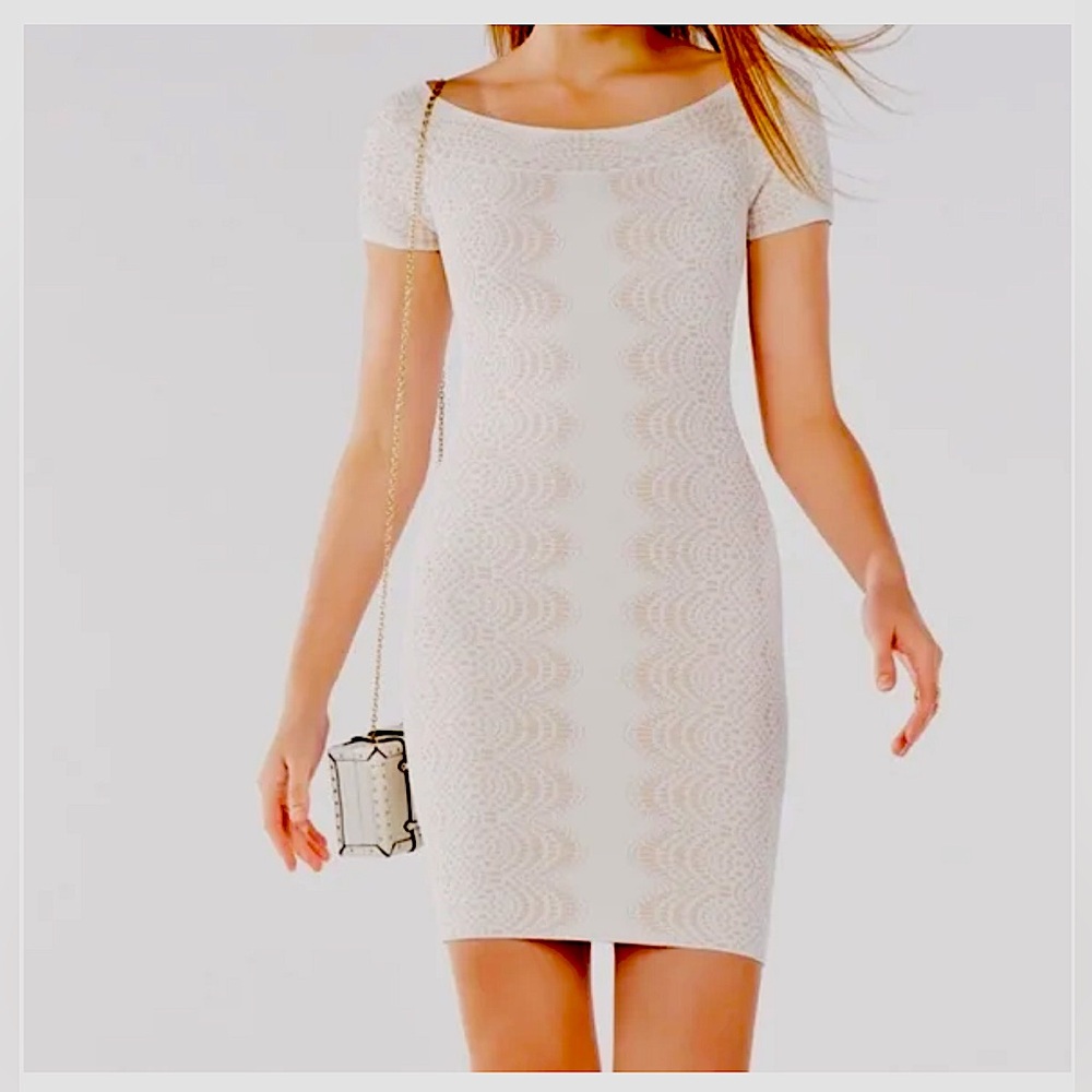 BCBG Maxazria Kisha Off-The-Shoulder Sheath Dress
Size XS